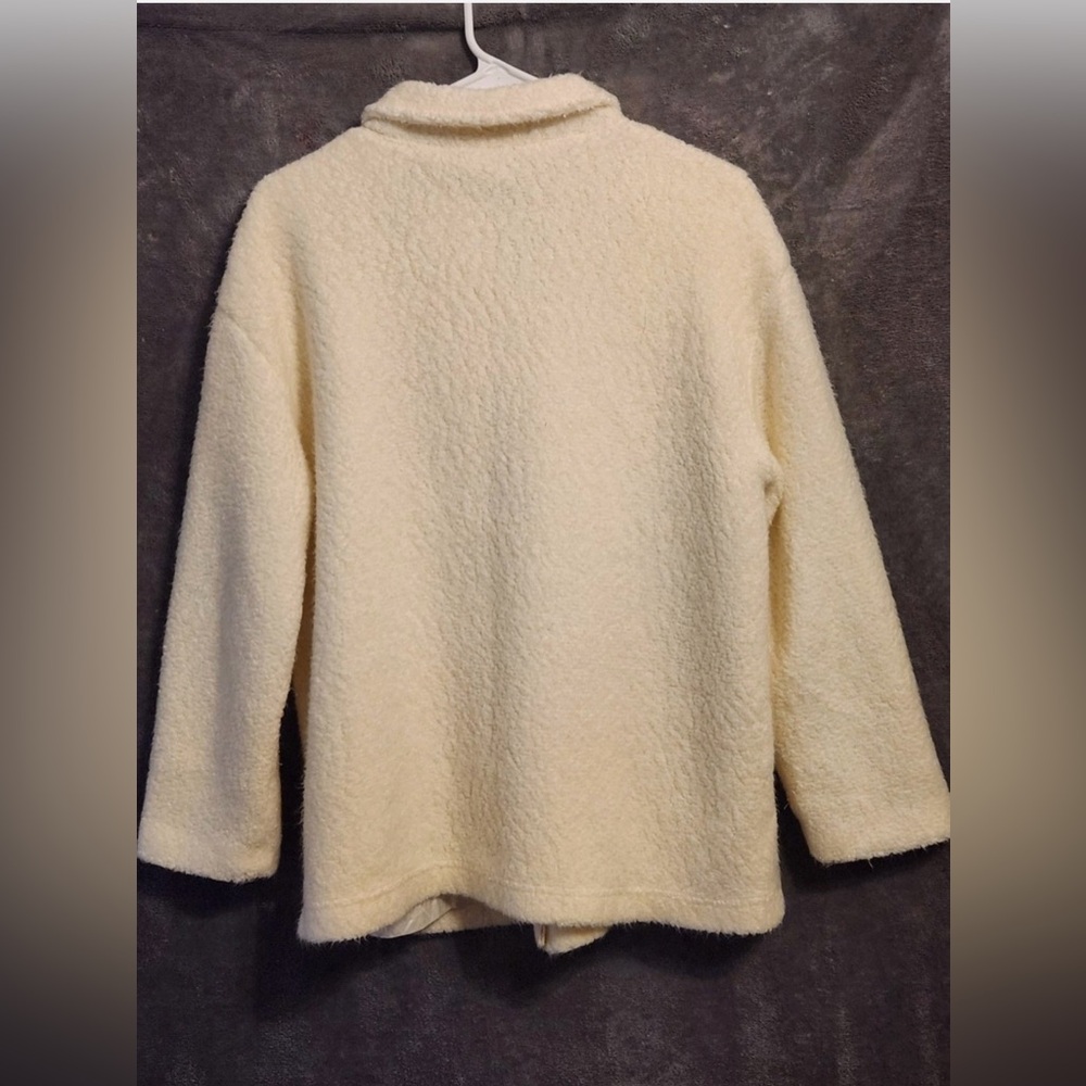 Cozy Cream Teddy Jacket with Red Accents - Picture 3 of 12